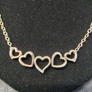 Sterling Silver Vermeil and Real Diamond Heart Necklace Signed HN Heng Ngai